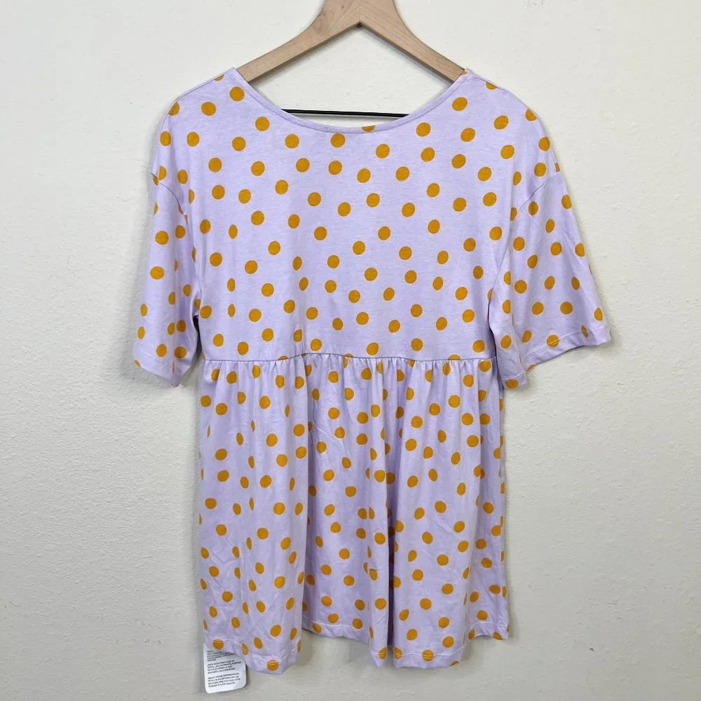 ASOS Design Women's Baby Doll Dress Size 0 Lilac Polka Dot Tie Oversized - Picture 5 of 12